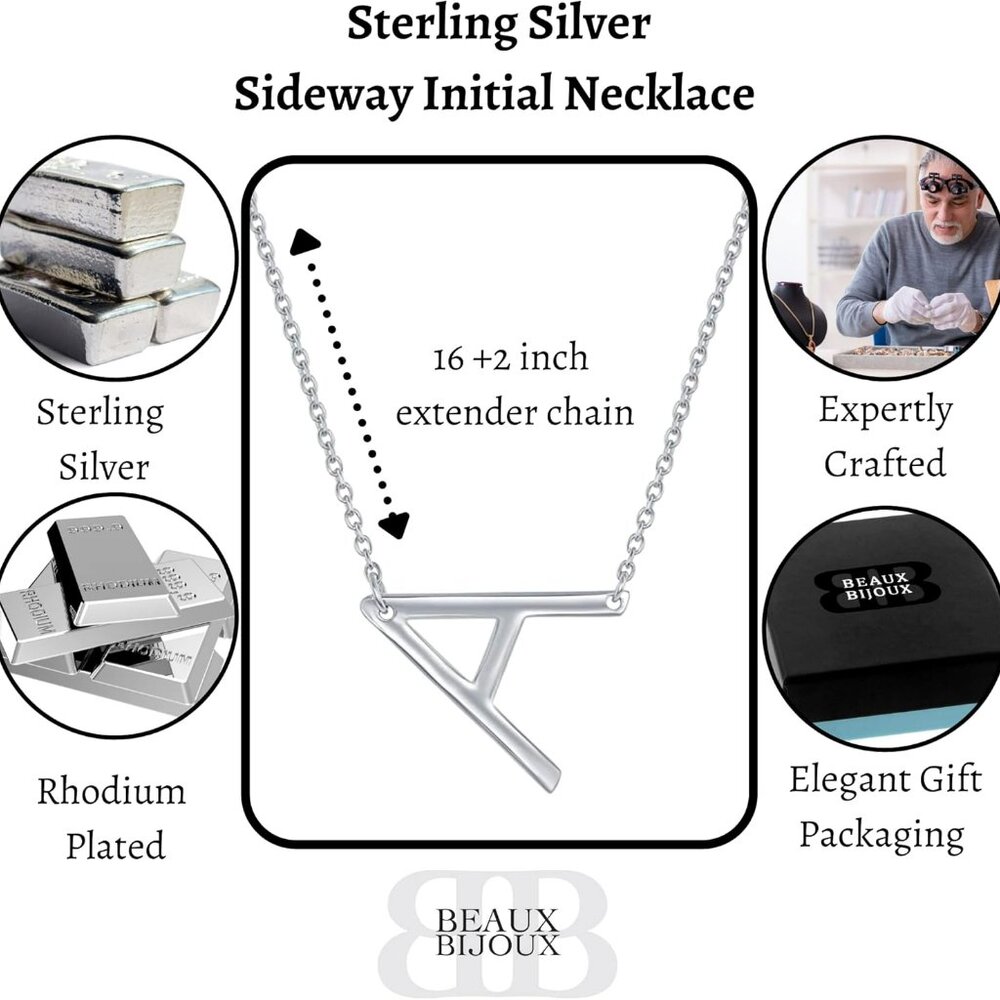 Sterling Silver Sideways Initial Necklace - Initi… - image 5